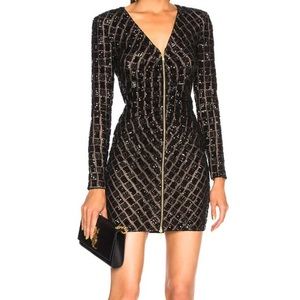 NWT SELF PORTRAIT Black Sequin Zippered Dress